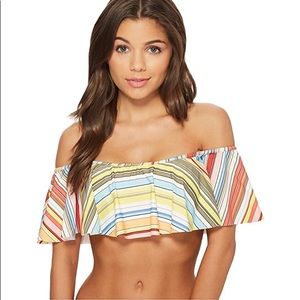 Vince Camuto Striped Off Shoulder Bikini Top NWT